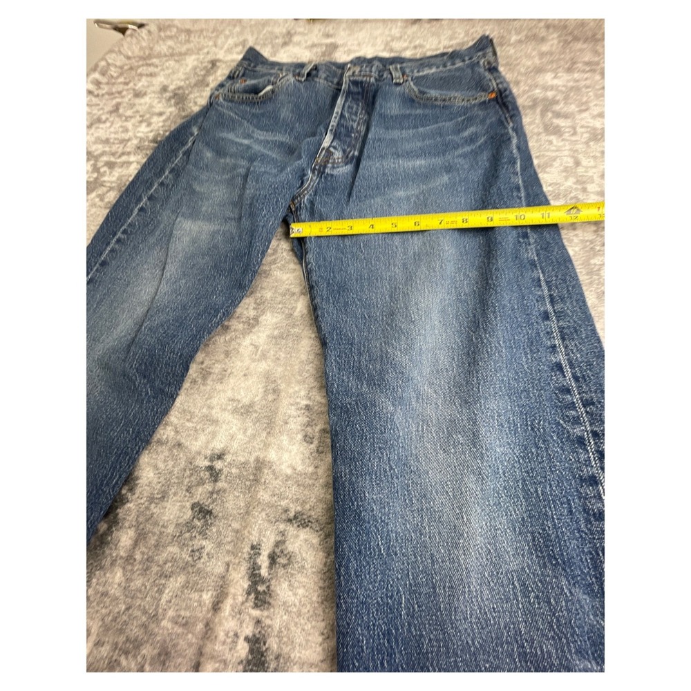 Levi's Mens 34x36 501 '93 Straight Leg Jeans Blue Denim Premium Button Fly - Picture 5 of 15